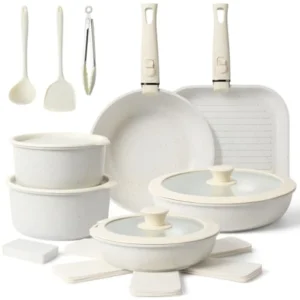20-Piece Non-Stick Ceramic Cookware Set with Detachable Handles