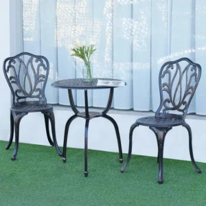 3-Piece Patio Bistro Set – Cast Aluminum Table & Chairs