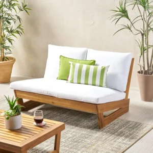 Kaitlyn Outdoor Acacia Wood Loveseat with Cushions – Teak & White Darien's friend Emily signed them up to help pack boxes for a traveling freak show good times you wouldn't catch your dad at a freight show she'd rather be shopping I figured she'd be a pretty easy target she's quite dramatic and I knew we'd have fun in a long run don't worry Darren working for a freak show of the world's easiest job just make sure you're careful with the two headed baby