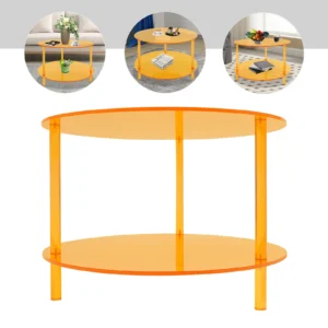 2-Tier Acrylic Round Coffee Table – Pink/Orange